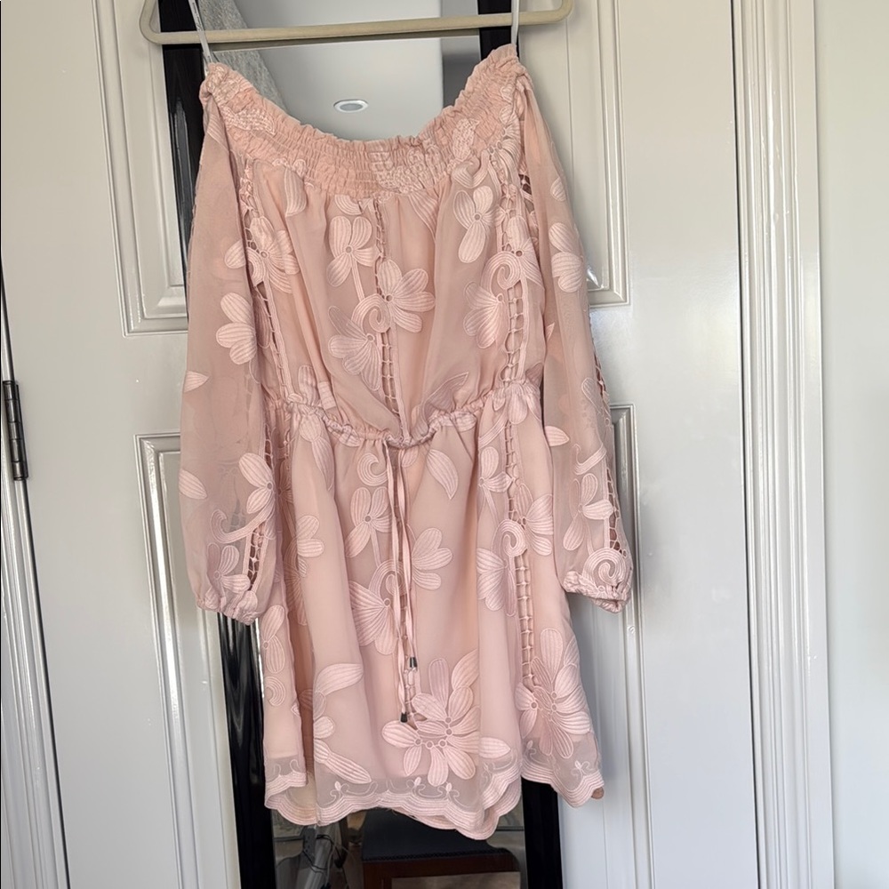 Pink Floral Off-Shoulder Dress